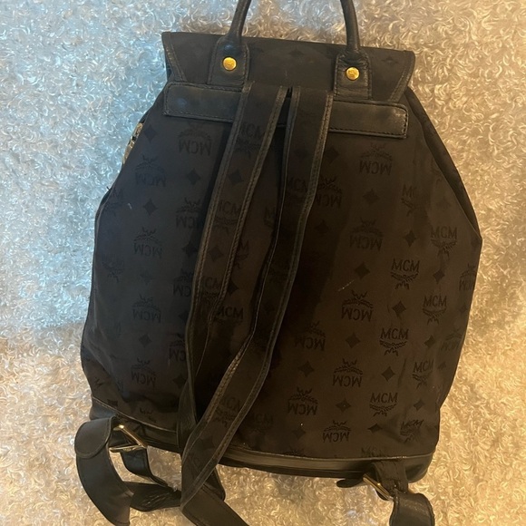Pre Loved MCM Visetos Nylon Drawstring Backpack Black main image 9